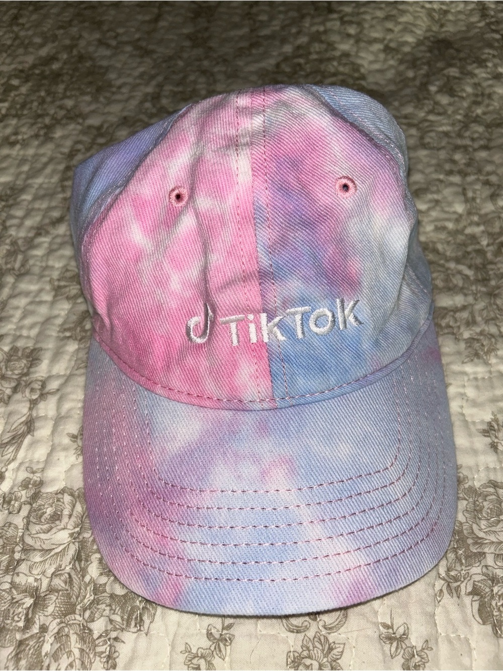 TikTok Tie-Dye Baseball Cap in Pink & Blue